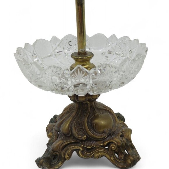 CANDELABRA Brass and Glass Two-Arm Candle Holder With Ornate Detailing Vintage - Picture 8 of 9